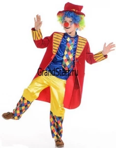 Детский карнавальный костюм Клоун «Франт» красный для мальчиков