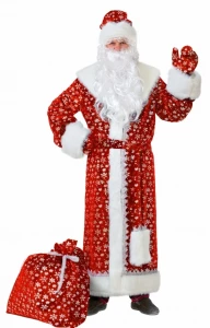 Карнавальный костюм «Дед Мороз» (красный плюш) для взрослых