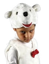 Детская карнавальная Шапочка «Белый Медведь» для девочек и мальчиков