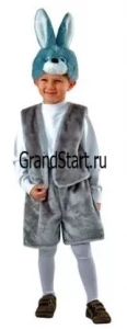 Детский карнавальный костюм Заяц «Русак» серый для девочек и мальчиков