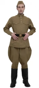 Военный костюм ВОВ «Гимнастерка» с брюками "Галифе" (Бязь 100% Хлопок) для мужчин