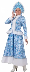 Карнавальный костюм Снегурочка «Гжель» для взрослых