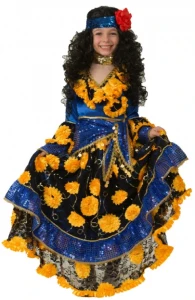 Детский карнавальный костюм «Цыганка-Гадалка» синяя для девочек