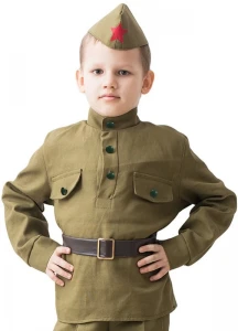 Детский Военный костюм «Гимнастерка» Великой Отечественной Войны для мальчиков (Набор)