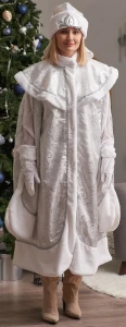 Карнавальный новогодний костюм Снегурочка «Боярская» (парча) для взрослых