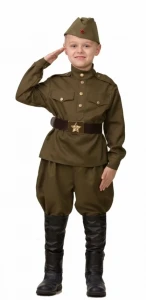 Военный костюм Солдат Великой Отечественной Войны - гимнастерка с брюками «Галифе» для мальчиков