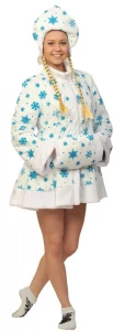 Карнавальный новогодний костюм Снегурочка «Мини» (белая) для взрослых