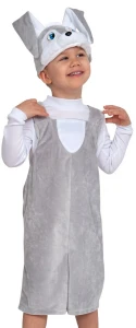 Детский маскарадный костюм «Зайчик» серый для мальчиков и девочек
