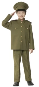 Военная форма ВОВ «Офицер» (Саржа) с прямыми брюками (подростковый) для мальчиков