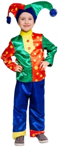 Детский карнавальный костюм Скоморох «Гороховый» для мальчиков и девочек