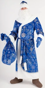 Карнавальный костюм «Дед Мороз» (синий плюш) для взрослых