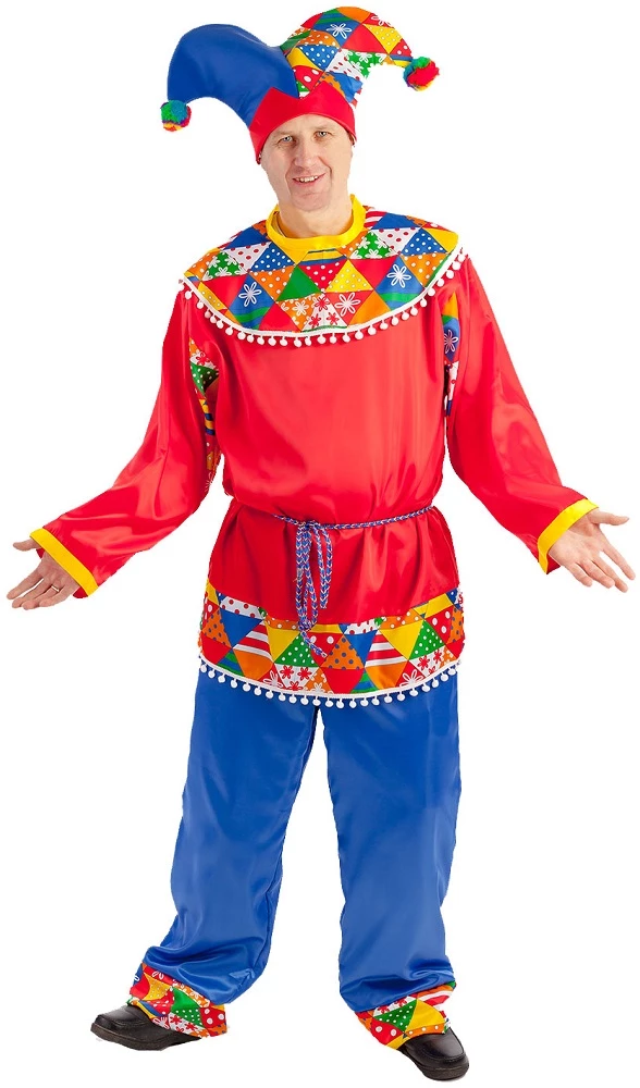 Маскарадный костюм «Петрушка» для взрослых