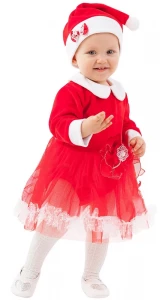 Детский карнавальный костюм «Мисс Санта» для малышей