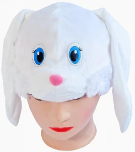 Карнавальная Шапочка «Заяц» (белый) для детей