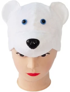 Карнавальная Шапочка «Медведь» белый для детей