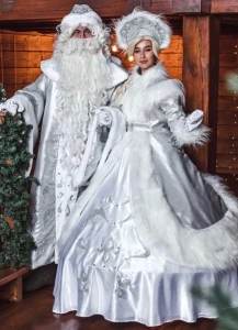 Аниматорский костюм «Дед Мороз» (серебро) мужской