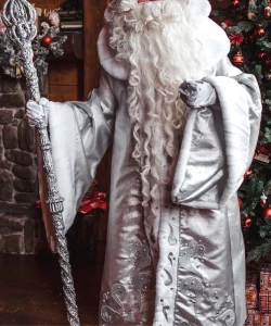 Аниматорский костюм «Дед Мороз» (серебро) мужской