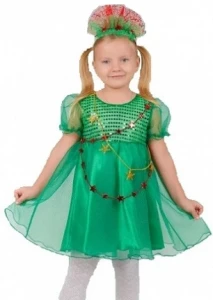 Карнавальный костюм Ёлочка «Зеленая» для девочек