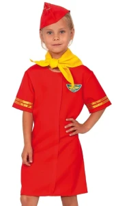 Карнавальный костюм «Стюардесса» (в красном) для девочек