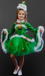 Карнавальный новогодний костюм «Ёлочка» для девочки