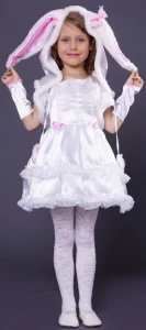 Маскарадный костюм «Зайчик» (белый) для девочки