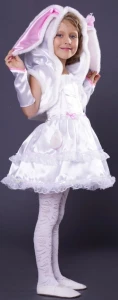 Маскарадный костюм «Зайчик» (белый) для девочки