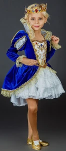 Карнавальный костюм «Королева» (в синем) для девочки