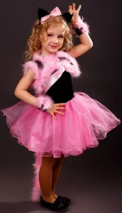 Маскарадный костюм «Кошка» (розовая) для девочки