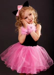 Маскарадный костюм «Кошка» (розовая) для девочки