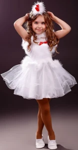 Карнавальный костюм «Курочка» (белая) для девочки