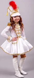 Карнавальный костюм «Мажоретка» (в белом) для девочки