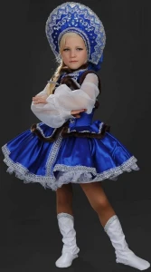 Карнавальный костюм «Русская Красавица» (в синем) для девочки