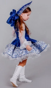Маскарадный костюм «Русская Красавица» (в синем) для девочки