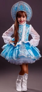 Карнавальный костюм «Русская Красавица» (в голубом) для девочки