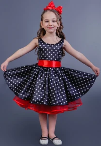 Детское Нарядное Платье «Стиляга» (в горошек) для девочек
