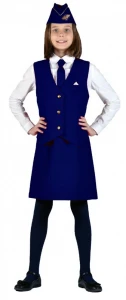 Карнавальный костюм «Стюардесса» (в синем) для девочек