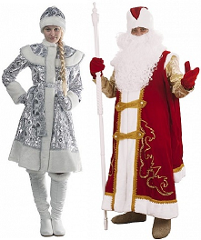 Новогодние костюмы Деда Мороза и Снегурочки для взрослых