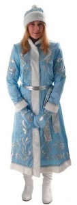 Карнавальный новогодний костюм «Снегурочка» с вышивкой для женщин