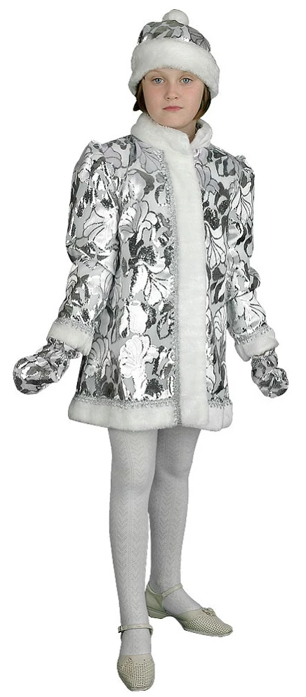 Детский новогодний карнавальный костюм Снегурочка «Малютка» (пан-бархат) для девочек