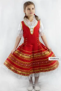 Детский Русский Народный Национальный костюм «Аннушка» со шнуровкой для девочек