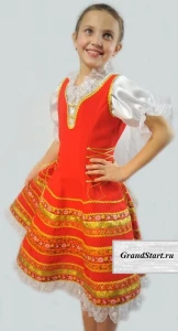 Детский Русский Народный Национальный костюм «Аннушка» со шнуровкой для девочек