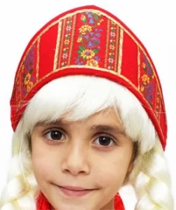 Русский Народный фольклорный головной убор Кокошник «Дуняша» Х/Б с Лентами для детей и взрослых