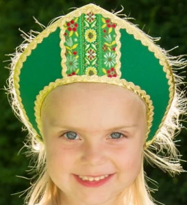 Русский Народный фольклорный головной убор кокошник «Дуняша» Х/Б Малый с резинкой для детей и взрослых