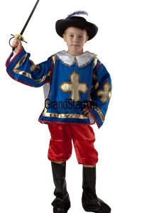 Детский карнавальный костюм «Мушкетер» (синий) для мальчиков