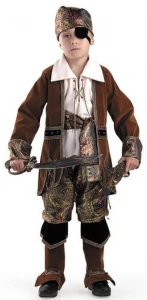 Детский карнавальный костюм «Капитан Пиратов» коричневый для мальчиков