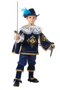 Детский карнавальный костюм «Мушкетер Короля» (синий) для мальчика