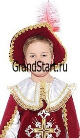 Детский маскарадный костюм «Мушкетер Короля» (бордо) для мальчиков