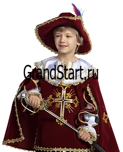 Детский маскарадный костюм «Мушкетер Короля» (бордо) для мальчиков