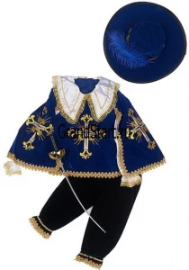 Детский маскарадный костюм «Мушкетер Короля» (синий) для мальчиков