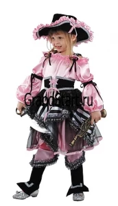 Детский карнавальный костюм «Пиратка» (розовая) для девочек